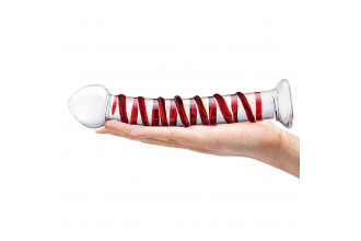Прозрачный стимулятор с красной спиралью 10 Mr. Swirly Dildo - 25,4 см.