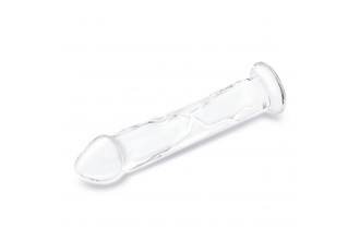 Большой стеклянный стимулятор 12’’ Glass Dildo With Veins & Flat Base - 28 см.