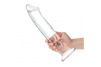Большой стеклянный стимулятор 12’’ Glass Dildo With Veins & Flat Base - 28 см.