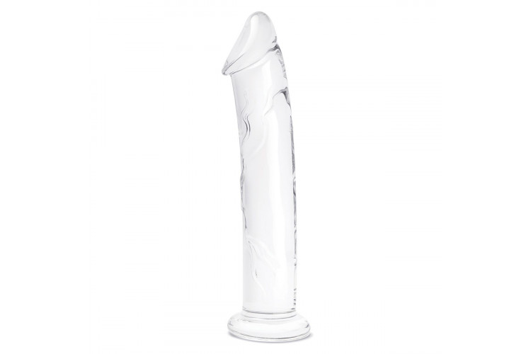 Большой стеклянный стимулятор 12’’ Glass Dildo With Veins & Flat Base - 28 см.
