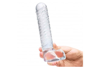 Прозрачный фаллоимитатор 8 Realistic Ribbed Glass Dildo - 20,3 см.