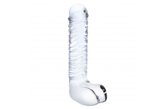 Прозрачный фаллоимитатор 8 Realistic Ribbed Glass Dildo - 20,3 см.