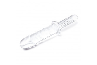 Стеклянный фаллоимитатор с рукоятью 11’’ Girthy Cock Double Ended With Handle - 28 см.