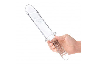 Стеклянный фаллоимитатор с рукоятью 11’’ Girthy Cock Double Ended With Handle - 28 см.