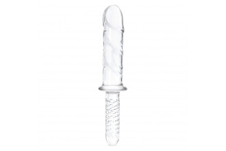 Стеклянный фаллоимитатор с рукоятью 11’’ Girthy Cock Double Ended With Handle - 28 см.