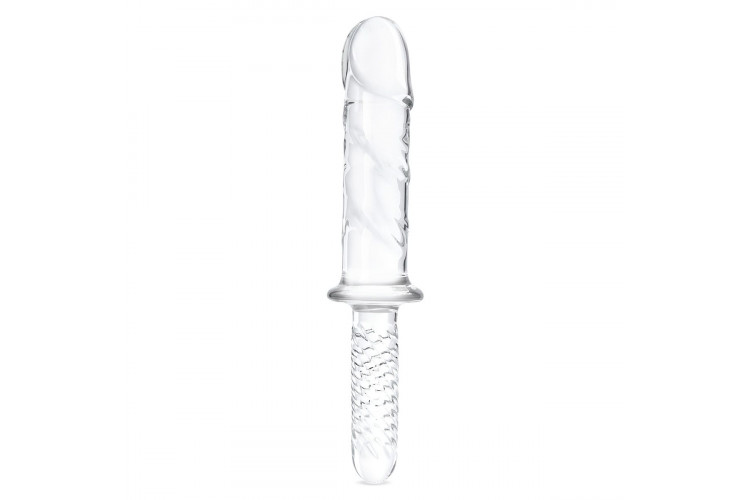 Стеклянный фаллоимитатор с рукоятью 11’’ Girthy Cock Double Ended With Handle - 28 см.