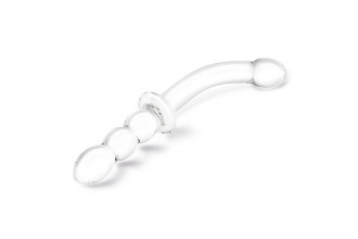 Прозрачный ребристый двусторонний стимулятор Ribbed G-Spot - 30 см.
