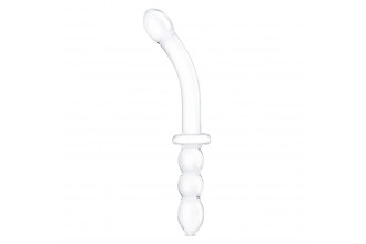 Прозрачный ребристый двусторонний стимулятор Ribbed G-Spot - 30 см.