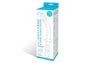 Прозрачный ребристый двусторонний стимулятор Ribbed G-Spot - 30 см.
