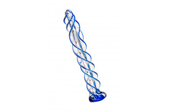 Прозрачный спиралевидный стимулятор из стекла - 18,5 см.