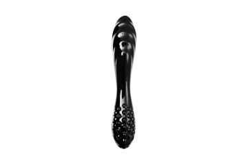 Черный двусторонний фаллоимитатор Dazzling Crystal 1 - 18,5 см.