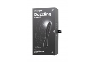 Черный двусторонний фаллоимитатор Dazzling Crystal 1 - 18,5 см.