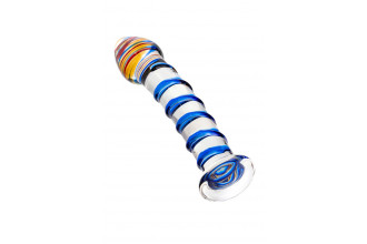 Прозрачный фаллос из стекла со спиралью - 18 см.