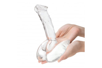 Стеклянный фаллоимитатор на подставке 7,5’’ Rideable Standing Glass Cock With Stability Base - 19 см.
