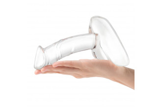 Стеклянный фаллоимитатор на подставке 7,5’’ Rideable Standing Glass Cock With Stability Base - 19 см.