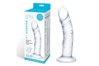 Стеклянный фаллоимитатор из стекла 7’’ Curved Realistic Glass Dildo With Veins - 15,9 см.