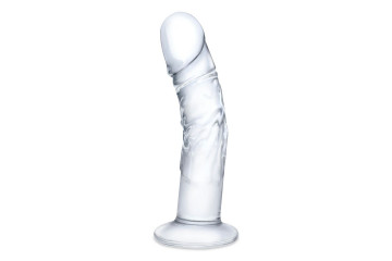 Стеклянный фаллоимитатор из стекла 7’’ Curved Realistic Glass Dildo With Veins - 15,9 см.