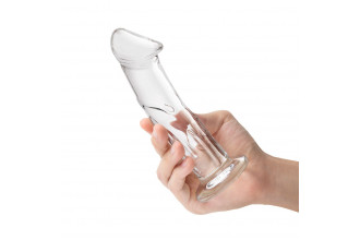 Прозрачный стеклянный фаллоимитатор 6’’ Glass Dildo With Veins & Flat Base - 15,2 см.