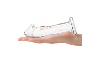 Прозрачный стеклянный фаллоимитатор 6’’ Glass Dildo With Veins & Flat Base - 15,2 см.