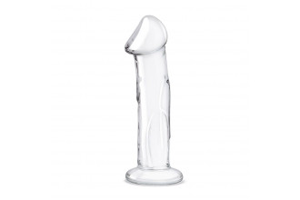 Прозрачный стеклянный фаллоимитатор 6’’ Glass Dildo With Veins & Flat Base - 15,2 см.