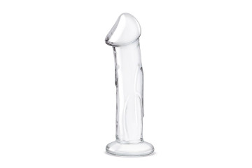 Прозрачный стеклянный фаллоимитатор 6’’ Glass Dildo With Veins & Flat Base - 15,2 см.