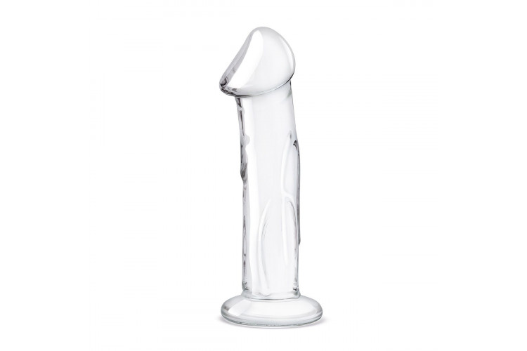 Прозрачный стеклянный фаллоимитатор 6’’ Glass Dildo With Veins & Flat Base - 15,2 см.