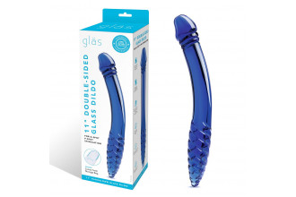 Синий двусторонний стеклянный стимулятор 11’’ Double-sided Glass Dildo For G-Spot P-Spot Stimulation - 28 см.