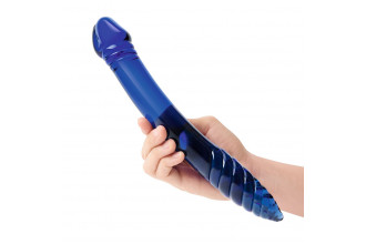 Синий двусторонний стеклянный стимулятор 11’’ Double-sided Glass Dildo For G-Spot P-Spot Stimulation - 28 см.