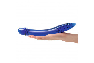 Синий двусторонний стеклянный стимулятор 11’’ Double-sided Glass Dildo For G-Spot P-Spot Stimulation - 28 см.