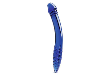 Синий двусторонний стеклянный стимулятор 11’’ Double-sided Glass Dildo For G-Spot P-Spot Stimulation - 28 см.