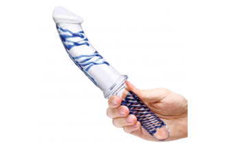 Прозрачно-синий двусторонний стимулятор 11 Realistic Double Ended Dildo - 28 см.