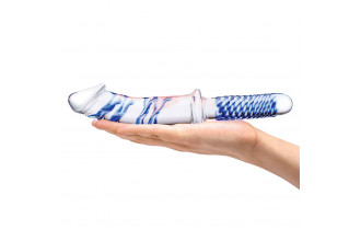 Прозрачно-синий двусторонний стимулятор 11 Realistic Double Ended Dildo - 28 см.