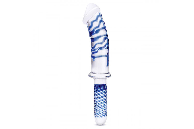 Прозрачно-синий двусторонний стимулятор 11 Realistic Double Ended Dildo - 28 см.