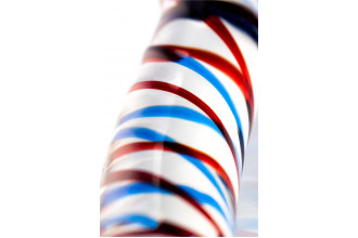 Двусторонний стеклянный фаллос с разноцветными спиралями - 21 см. Двусторонний стеклянный фаллос с разноцветными спиралями - 21 см.