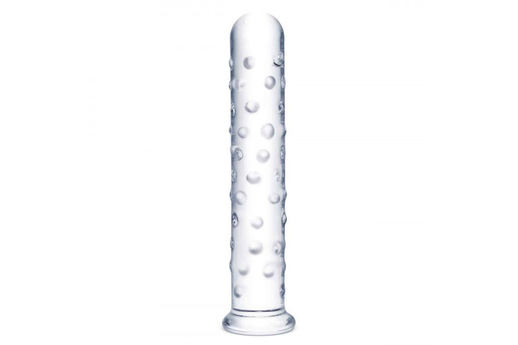 Прозрачный стеклянный фаллос с массажным рельефом 10 Extra Large Glass Dildo - 25,5 см.