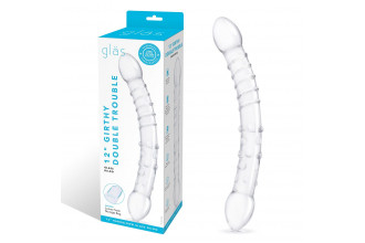 Двусторонний стеклянный фаллоимитатор 12’’ Girthy Double Trouble Glass Dildo - 30 см.