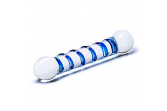 Прозрачный фаллос с голубой спиралью Spiral Dildo - 17 см.