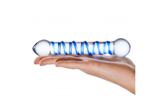 Прозрачный фаллос с голубой спиралью Spiral Dildo - 17 см.