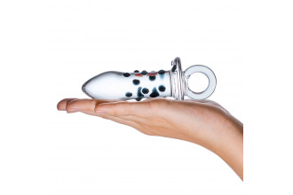 Прозрачная пробка из стекла с черными пупырышками Pacifier