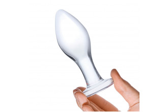 Прозрачная округлая анальная пробка Classic Glass Butt Plug - 11 см.