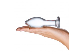 Прозрачная округлая анальная пробка Classic Glass Butt Plug - 11 см.