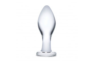 Прозрачная округлая анальная пробка Classic Glass Butt Plug - 11 см.