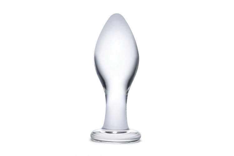 Прозрачная округлая анальная пробка Classic Glass Butt Plug - 11 см.