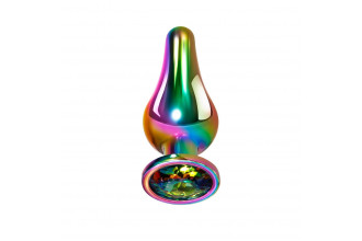 Радужная анальная пробка Rainbow Metal Plug Small - 9,4 см.