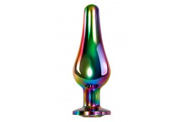 Радужная анальная пробка Rainbow Metal Plug Small - 9,4 см.