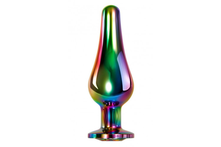 Радужная анальная пробка Rainbow Metal Plug Small - 9,4 см.