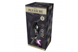 Серебристая анальная втулка с розовым кристаллом Mini Metal Butt Plug Size S - 7 см.