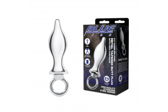 Металлический плаг с кольцом Stainless Steel Metal Tapered Butt Plug With Loop Hardware - 10 см.