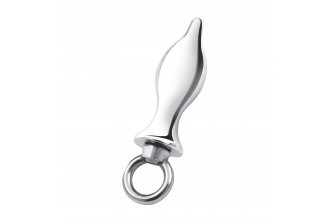Металлический плаг с кольцом Stainless Steel Metal Tapered Butt Plug With Loop Hardware - 10 см.