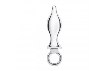 Металлический плаг с кольцом Stainless Steel Metal Tapered Butt Plug With Loop Hardware - 10 см.